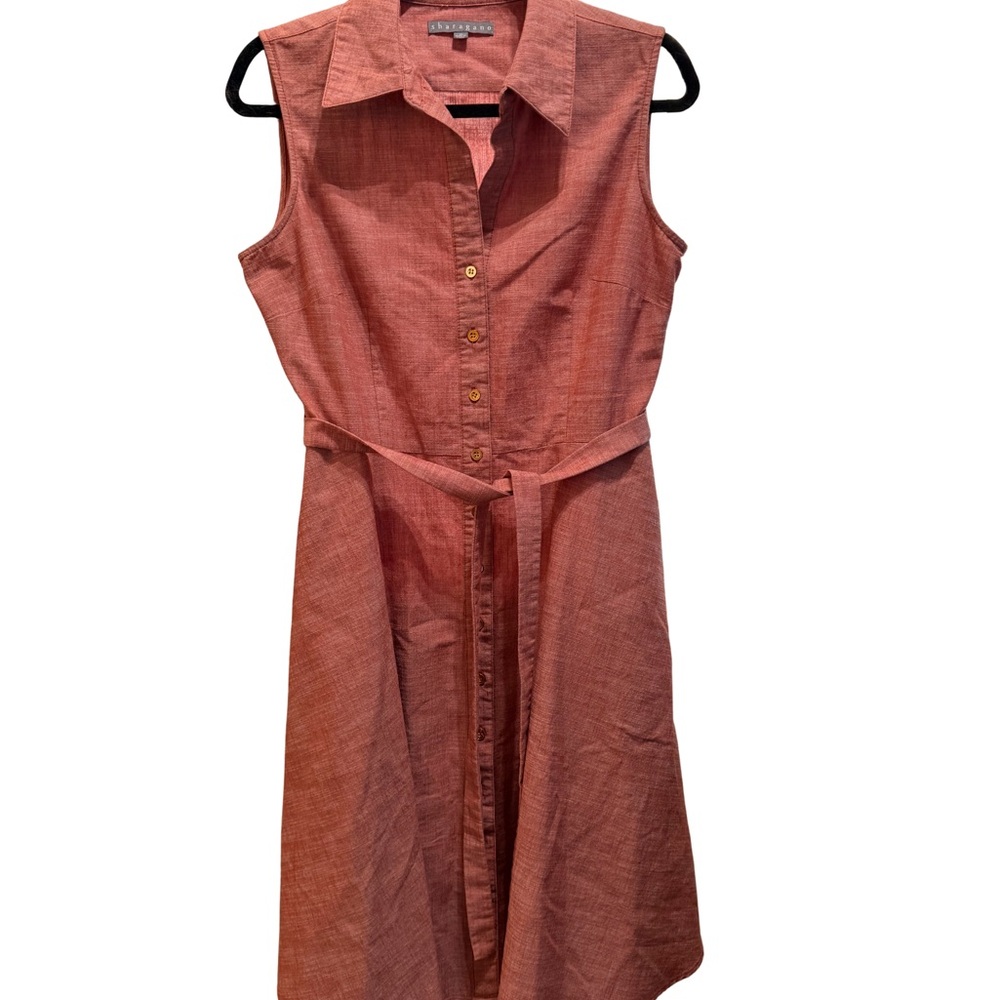 Sharagano Terracotta Sleeveless Midi Dress